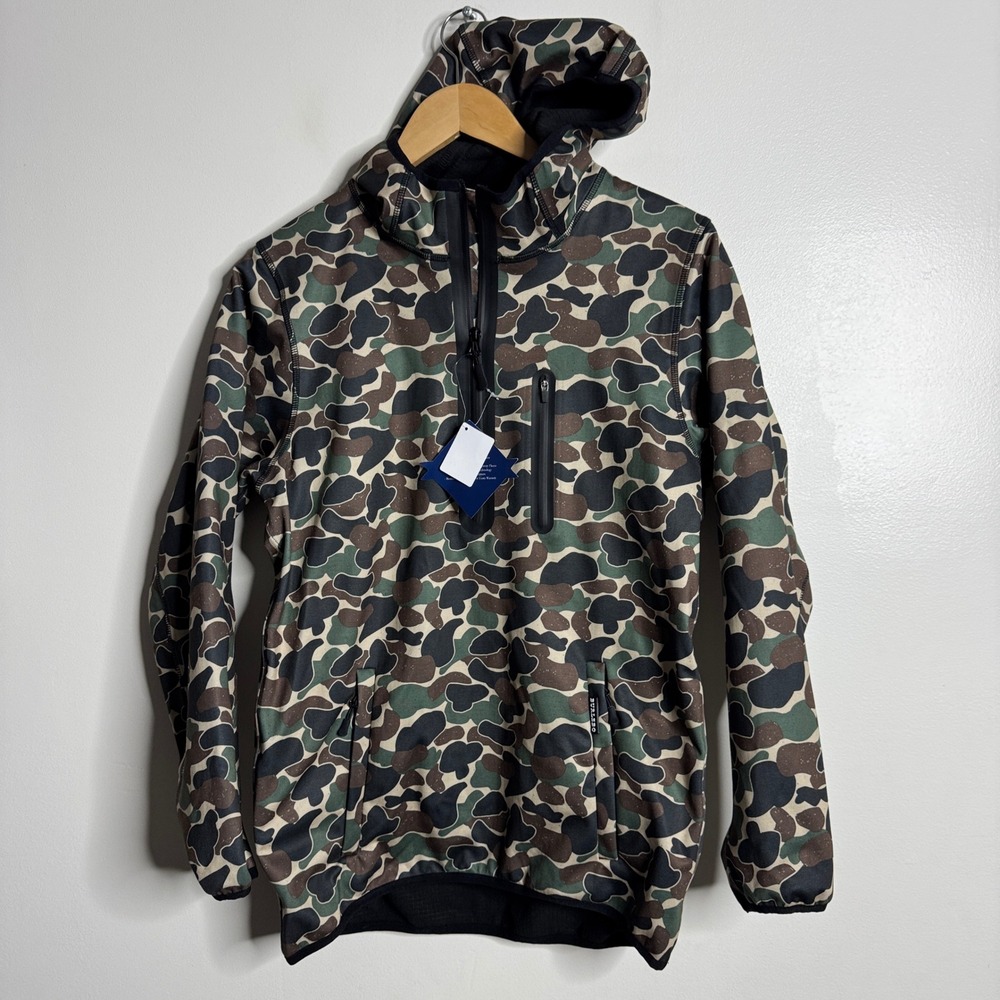 BURLEBO Men's Camo Fleece Lined Water Repellent Pullover Hoodie Size S